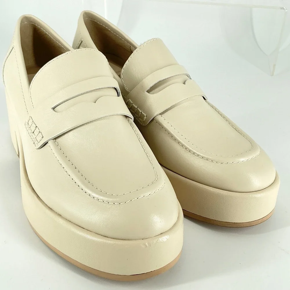 Dolce Vita Size 8.5 Ivory‎ Leather Platform Penny Loafers NEW Chunky Yanni $150